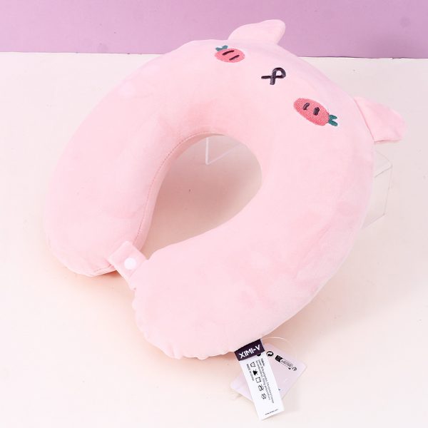 Peach Bunny Memory Foam U-Shaped Pillow (Pink) - Image 3