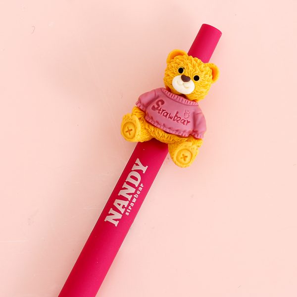 Strawberry Bear Retractable Pen Black 0.5mm - Image 2