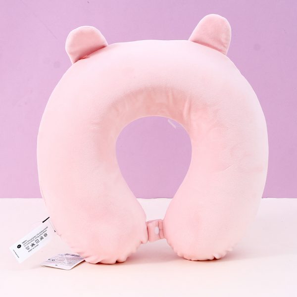 Peach Bunny Memory Foam U-Shaped Pillow (Pink) - Image 2