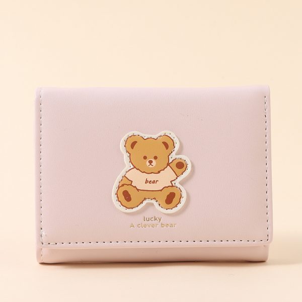 Lovely Brown Bear Trifold Purse for Women - Image 6