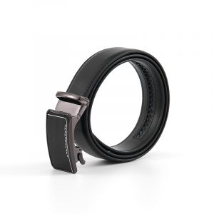 Unique Auto Buckle Leather Men Belt(Black)
