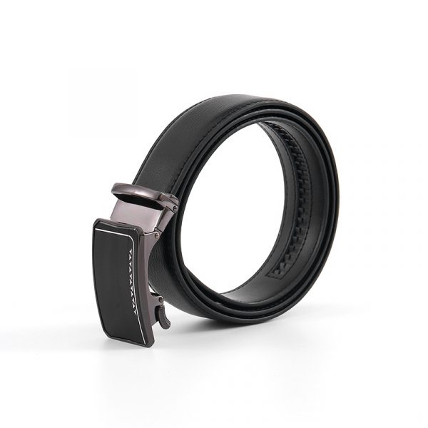 Unique Auto Buckle Leather Men Belt(Black)