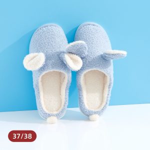 Fine Fluff Ear Winter Cotton Slipper for Ladies(Blue)(37/38)
