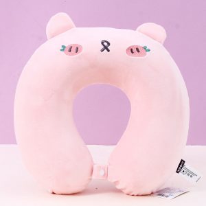Peach Bunny Memory Foam U-Shaped Pillow (Pink)