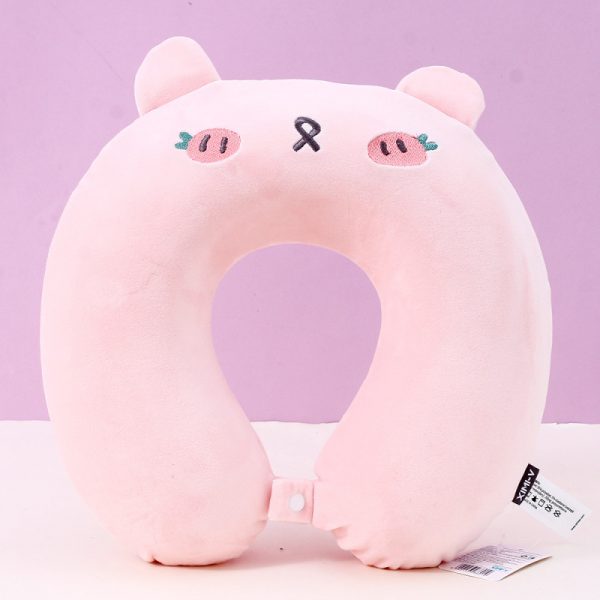 Peach Bunny Memory Foam U-Shaped Pillow (Pink)