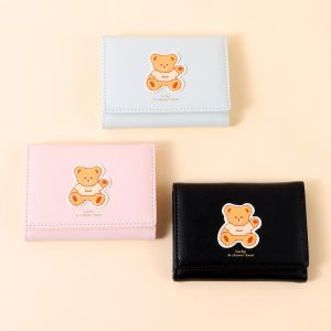 Lovely Brown Bear Trifold Purse for Women