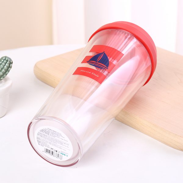 Marine Style Anti-Scald Double Wall Plastic Coffee Mug (Red)(520ml/17.5fl.oz.) (Copy) - Image 3
