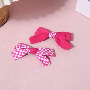 Rose Red Bowknot Hair Clip Pair