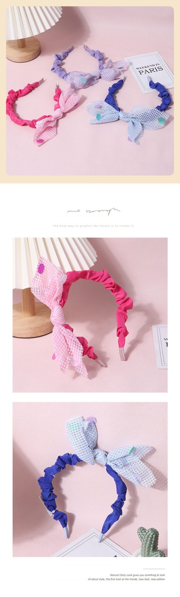 Glitter Bowknot Wrinkle Headband for Kids - Image 2