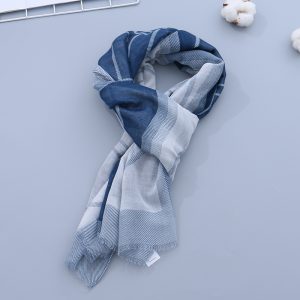 Simple Elegant Checks Scarf for Spring and Autumn(Navy Blue)
