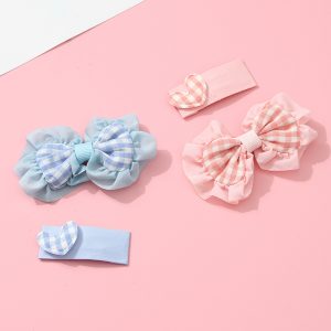 Fluorescent Bow Knot Kids Hair Clips Set