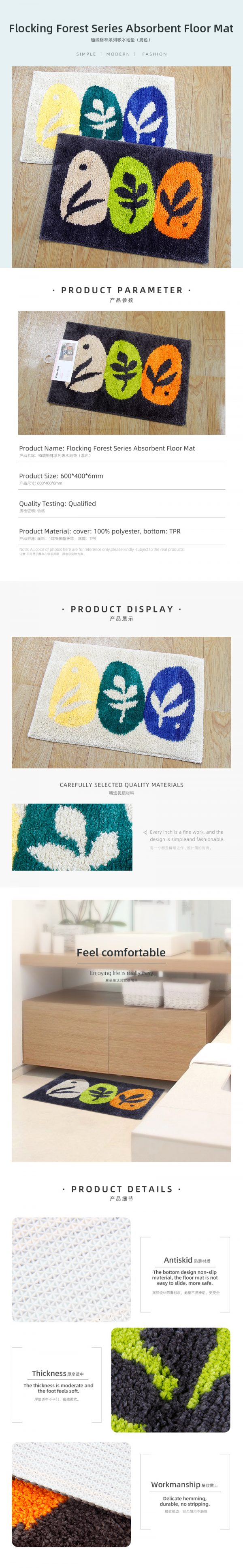 Flocking Forest Series Absorbent Floor Mat - Image 2