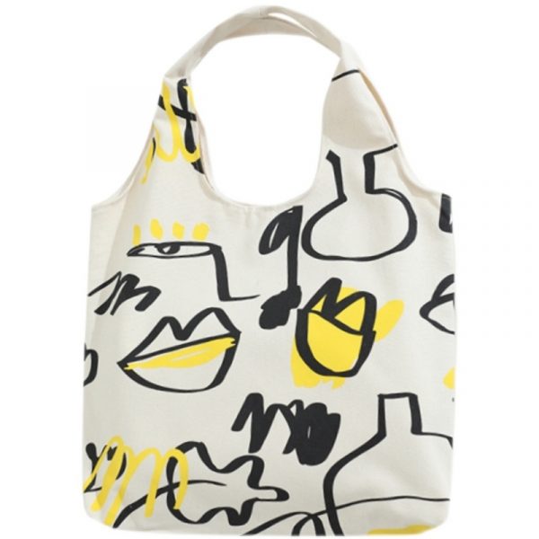 Painting Shopping Canvas Bag(Khaki)