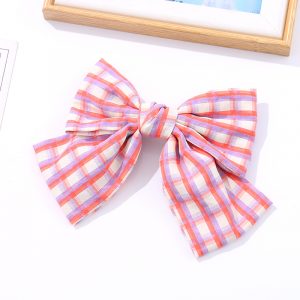 Fashionable Two-tone Checks Big Bow Hair Clip