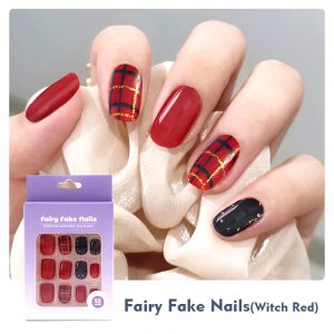 Fairy Fake Nails-12 Count(Witch Red)