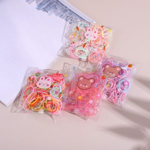 Colorful Disposable Hair Tie with Cartoon Bag