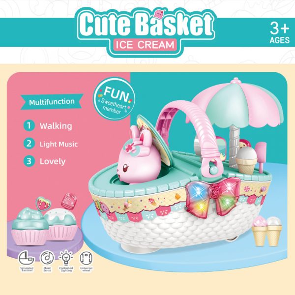 Cute Bunny Basket Toy (Electric/Universal Wheel/Lighting and Music)