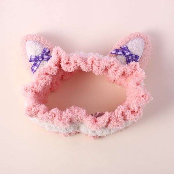 Fox Ear Bowknot Hair-Drying Band (Pink)