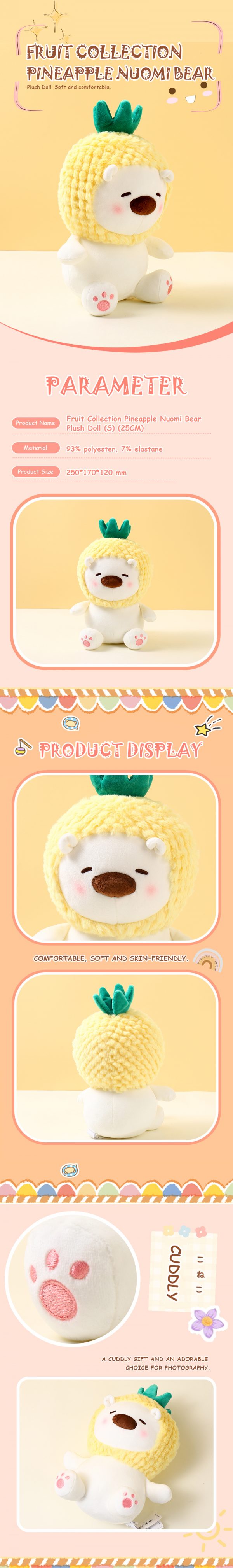 Fruit Collection Pineapple Nuomi Bear Plush Doll (S) (25CM) - Image 2