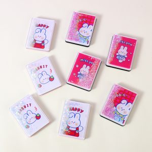 Strawberry Bunny Series Square Glittery Portable Mirror