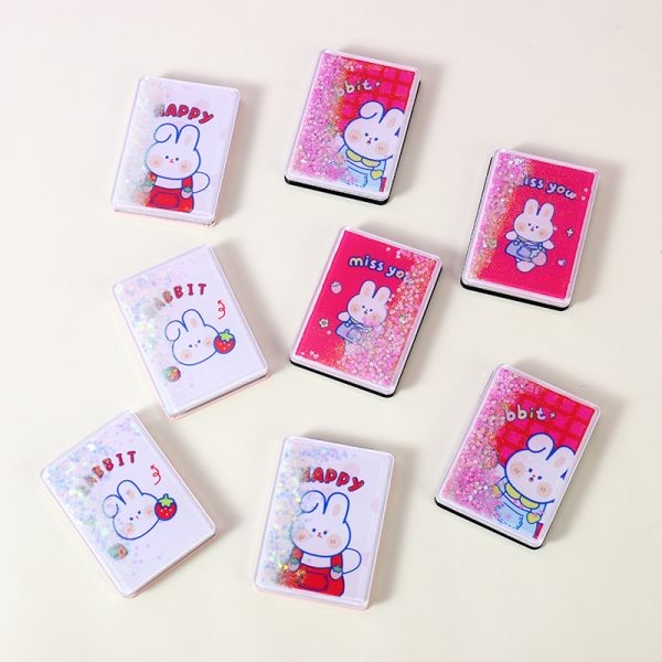 Strawberry Bunny Series Square Glittery Portable Mirror