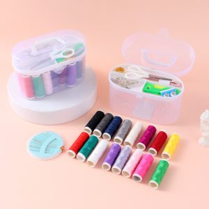 Portable Round Sewing Kit (White)