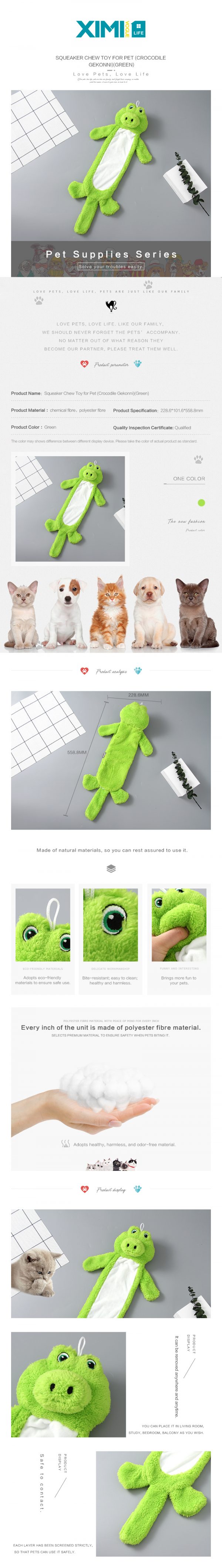 Squeaker Pat Toy for Pets (Gekonni)(Green//White) - Image 2