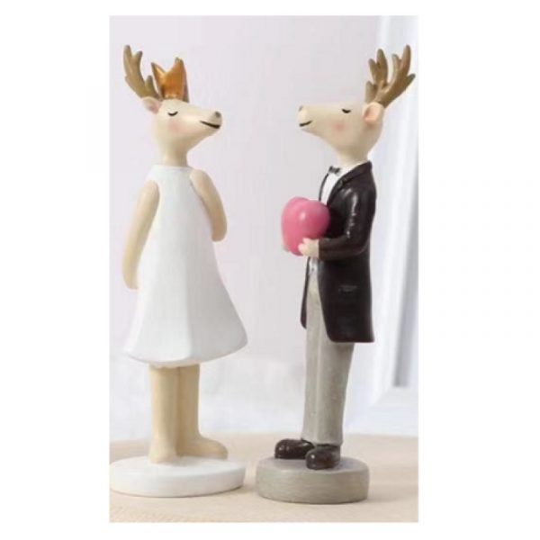 Standing Deer with Heart Figurine