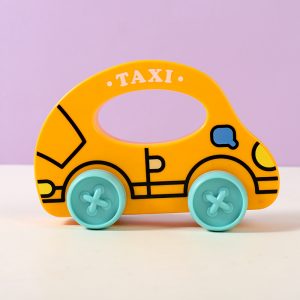Cute Yellow Hand Push Inertial Taxi Toy