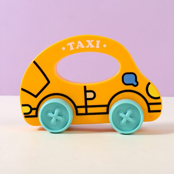 Cute Yellow Hand Push Inertial Taxi Toy