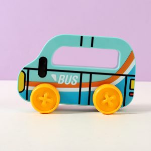 Cute Green Hand Push Inertial Bus Toy