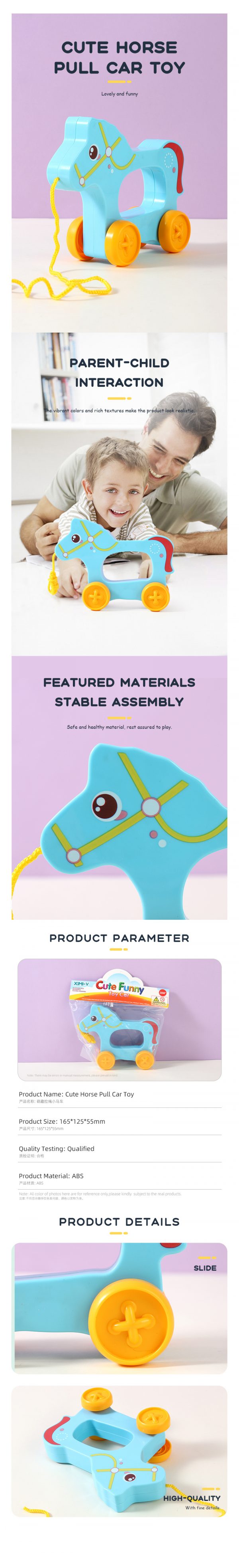 Cute Horse Pull Car Toy - Image 2