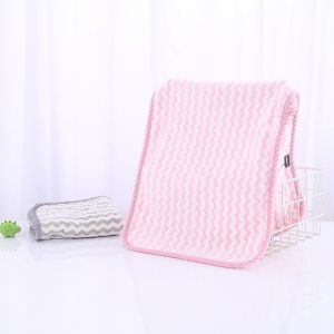 Cationic Coral Velvet Wavy Stripes Towel