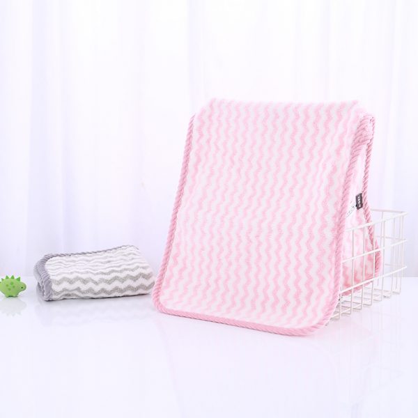 Cationic Coral Velvet Wavy Stripes Towel