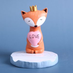 Foxes Collection Mobile Phone Holder Figurine (Hugging a Heart)