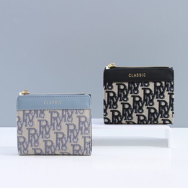 Trendy Letters Jacquard Short Wallet for Women