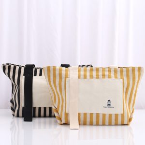 Leisure Black and White Stripes Shopping Bag
