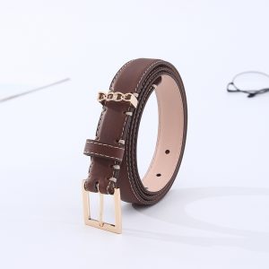 Square Buckle Leather Belt For Women