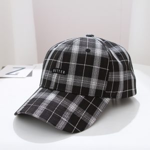 Black &White Tartan Plaid Trendy Cap(Black and White )