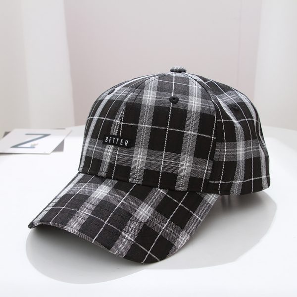 Black &White Tartan Plaid Trendy Cap(Black and White )